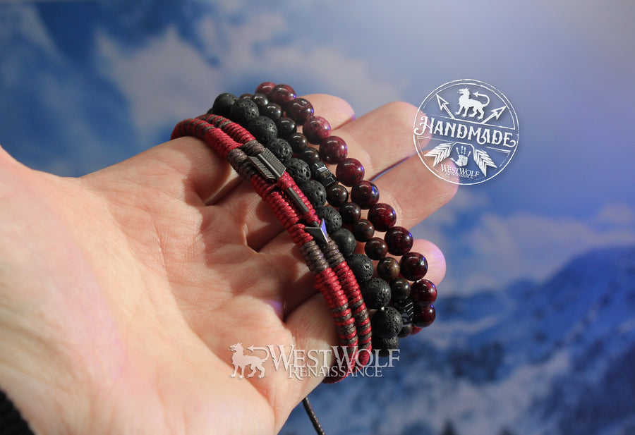 Multi-Layer Natural Stone and Lava Rock Bead Bracelet