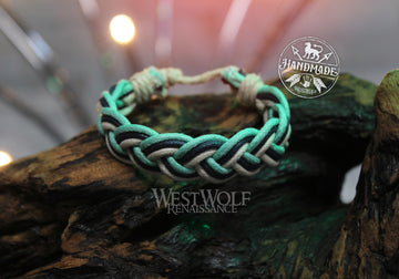 Braided Rope Viking or Scandinavian Bracelet - Adjustable Size - Oceanic Blue Color