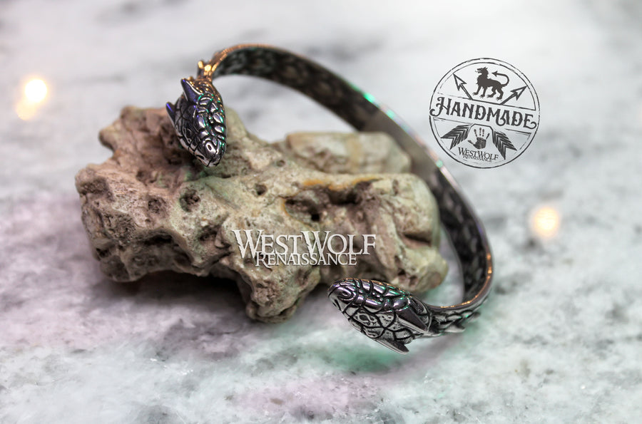 Norse Mythology Dragon Torc Bracelet in Stainless Steel