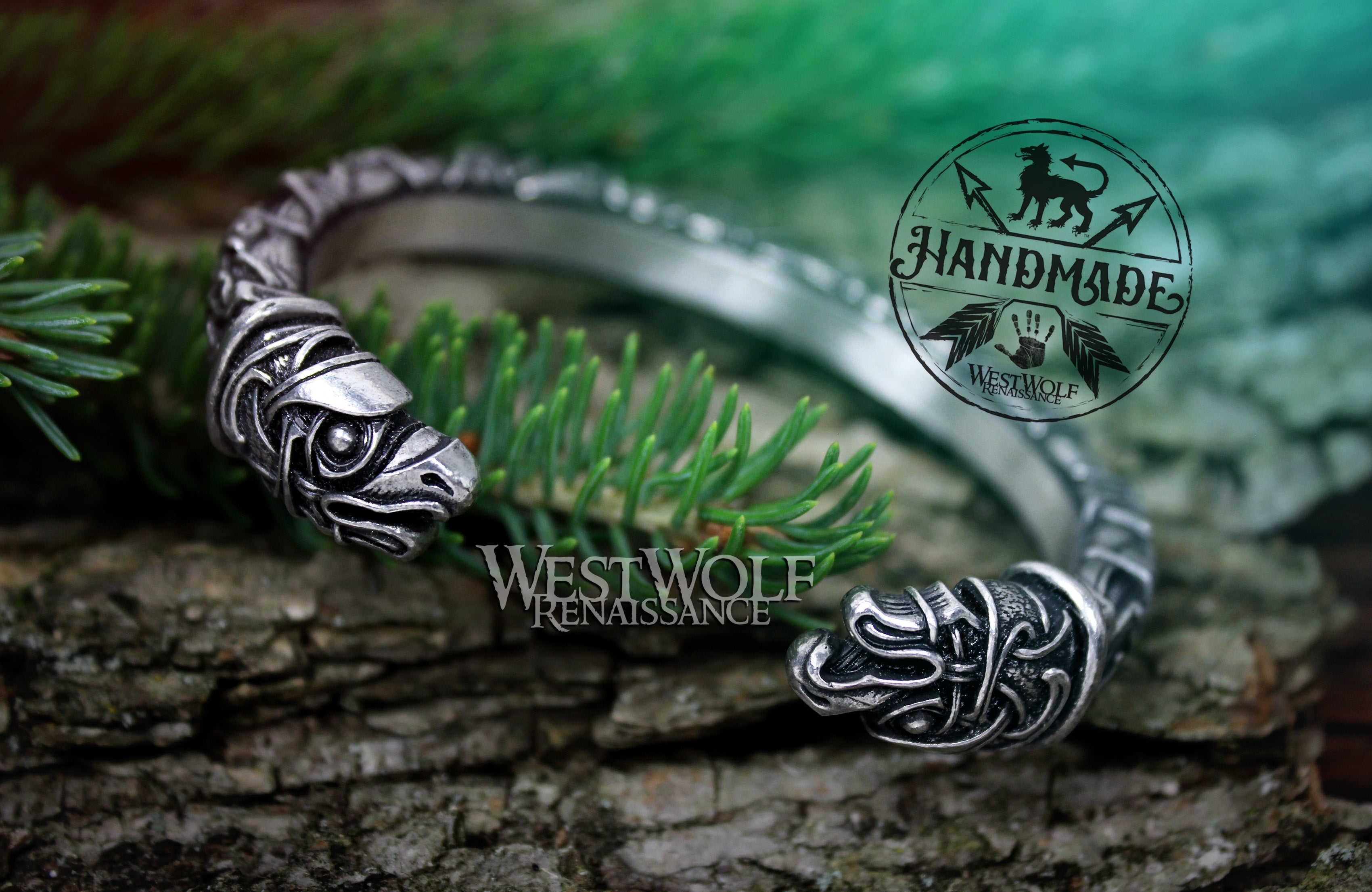 Viking Raven Torc with Odin's Ravens Hugin and Munin – West Wolf