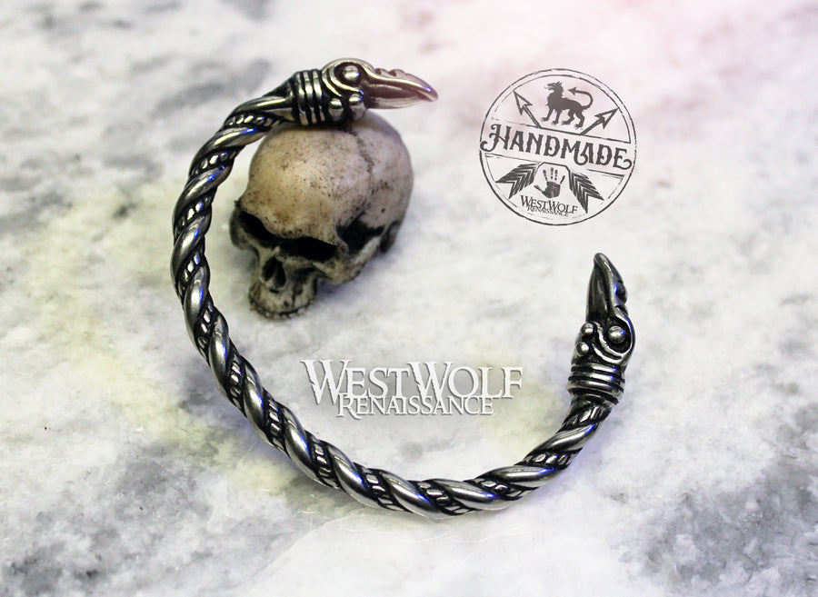 Norse Mythology Odin's Ravens Torc or Bracelet in Stainless Steel