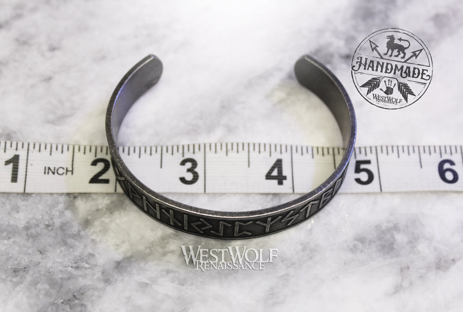 Viking Rune Bracelet in Dark Silver Stainless Steel