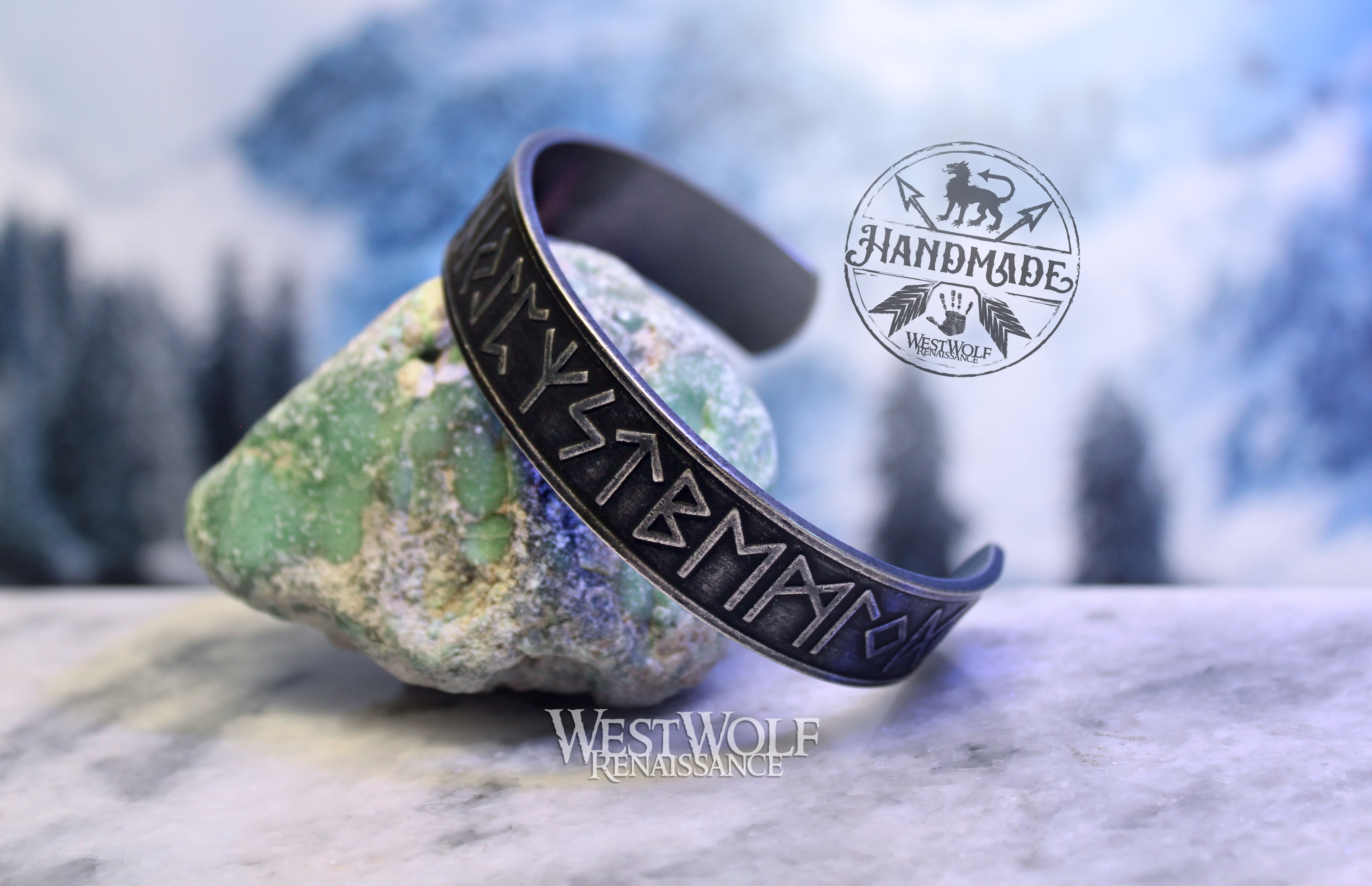 Viking Rune Bracelet in Dark Silver Stainless Steel