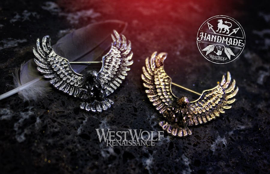 Attacking Eagle Brooch or Pin - Your Choice of Silver or Gold Finish