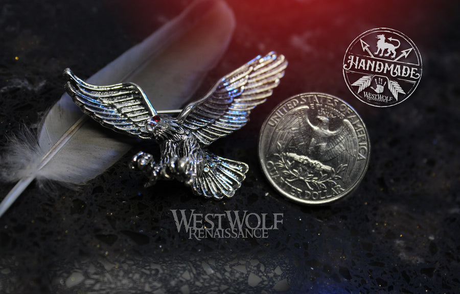 Attacking Eagle Brooch or Pin - Your Choice of Gold or Silver Finish