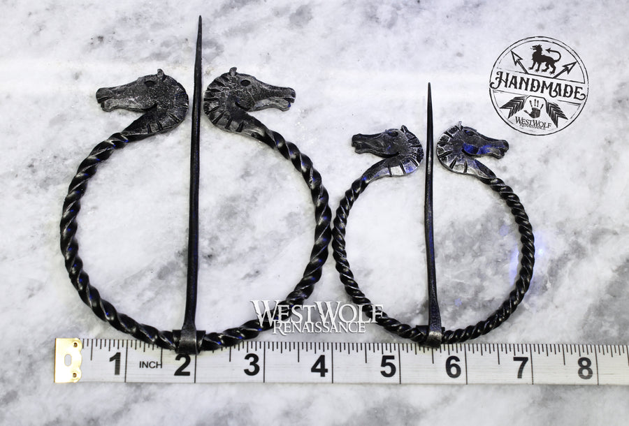 Hand-Forged Horse Head Brooch with 2 Size Options --- Viking/Norse/Celtic/Dark Age/Pagan/Penannular Broach or Cloak Pin