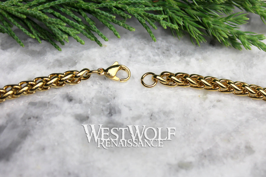 Braided Wheat Style Chains for Pendants in Multiple Sizes - High Quality Stainless Steel - Gold
