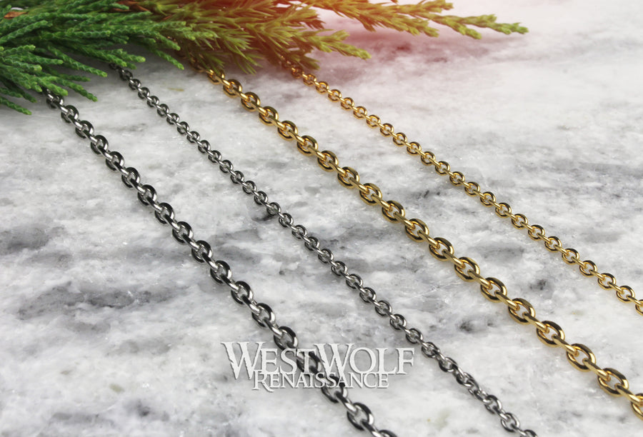 Classic Oval Link Style Chains for Pendants - High Quality Stainless Steel - Silver or Gold