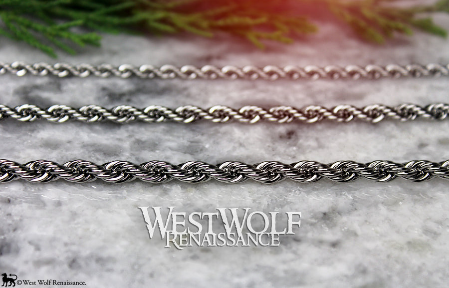 Silver Twisted Spiral Style Chains for Pendants in Multiple Sizes - High Quality Stainless Steel