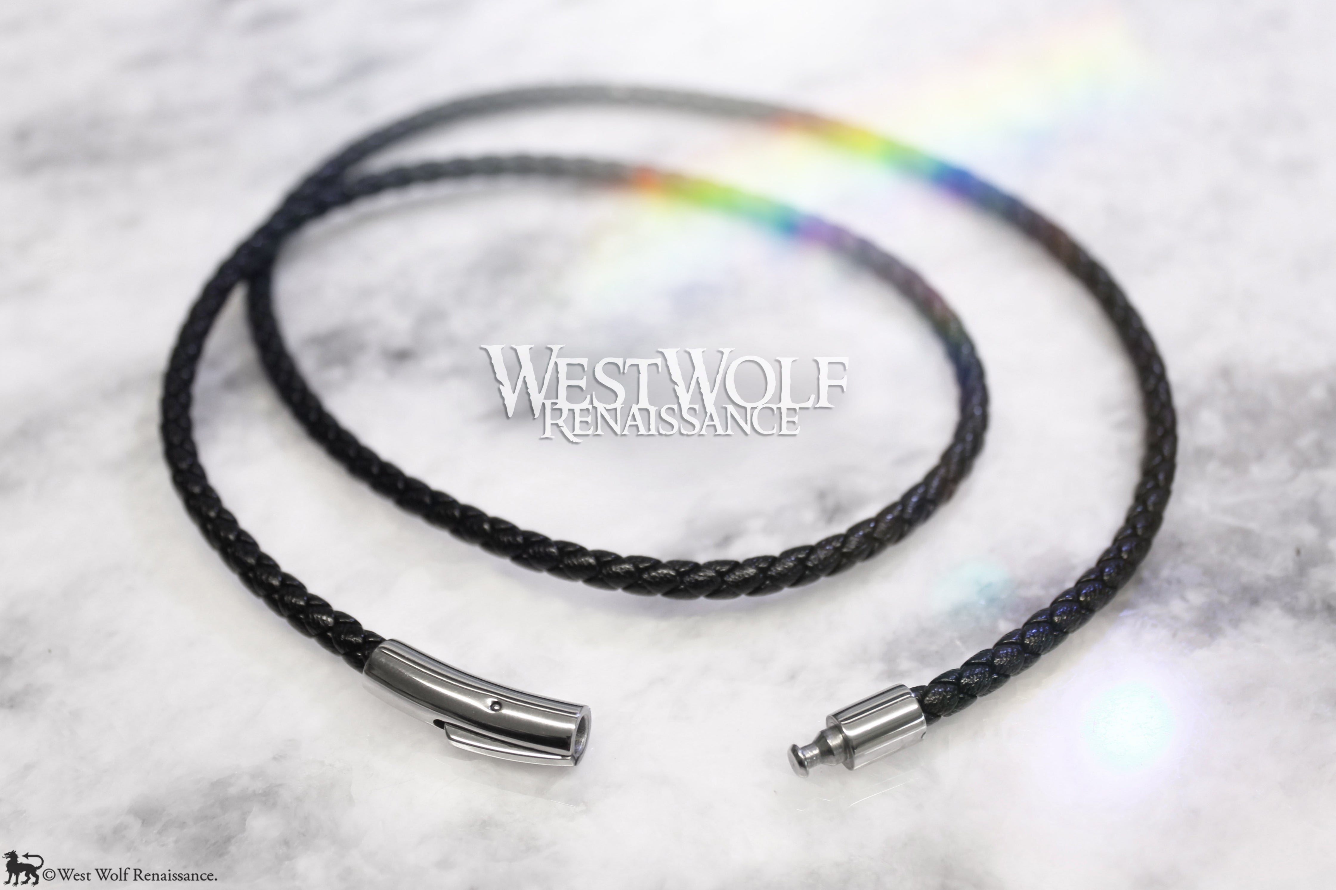 Dark Brown Braided Leather Necklace With Stainless Steel Chain – 3mm, Handmade Style
