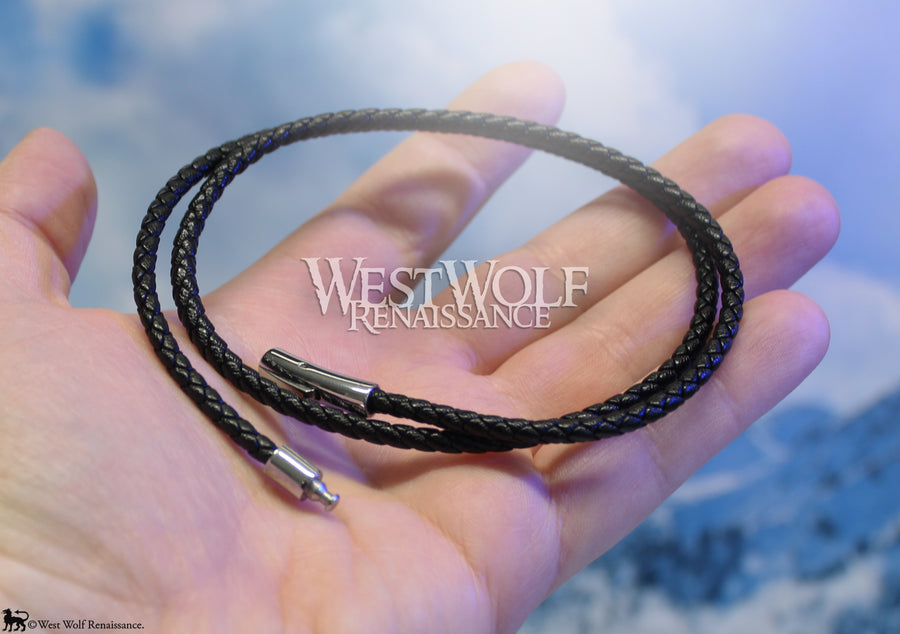Braided Leather Cord Necklace for Pendants in Multiple Sizes - with Stainless Steel Clasp - Made in the USA - for Men or Women