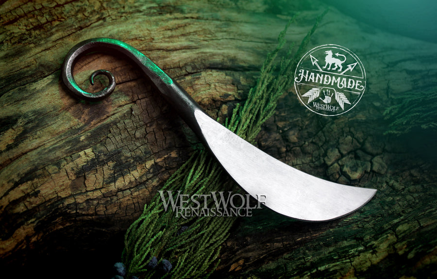 Hand-Forged Steel Viking or Celtic Spiral All-Purpose Knife