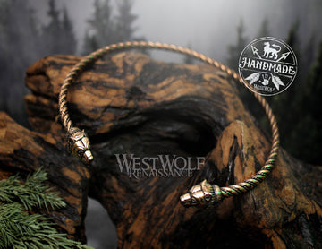 Viking Bear Head Berserker Neck Torc - Made of Fine Bronze