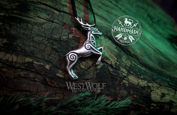 Celtic Deer or Stag Pendant - in Bronze, Sterling Silver, or Stainless Steel