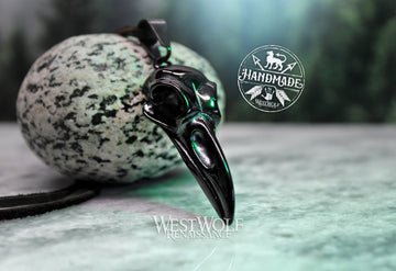 Raven Skull Pendant in Black Stainless Steel with your Choice Cord or Chain