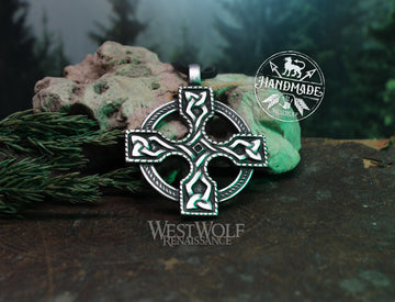Celtic Cross Pendant - Christian Ring Cross with Knot Design