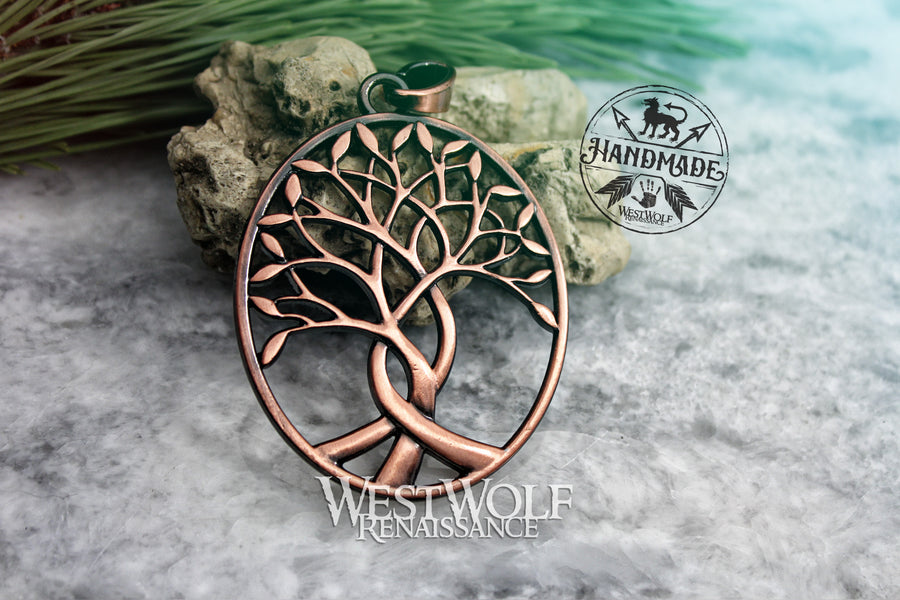 Oval Tree of Life Pendant - Yggdrasil the World Tree - Large / Small - Copper / Silver
