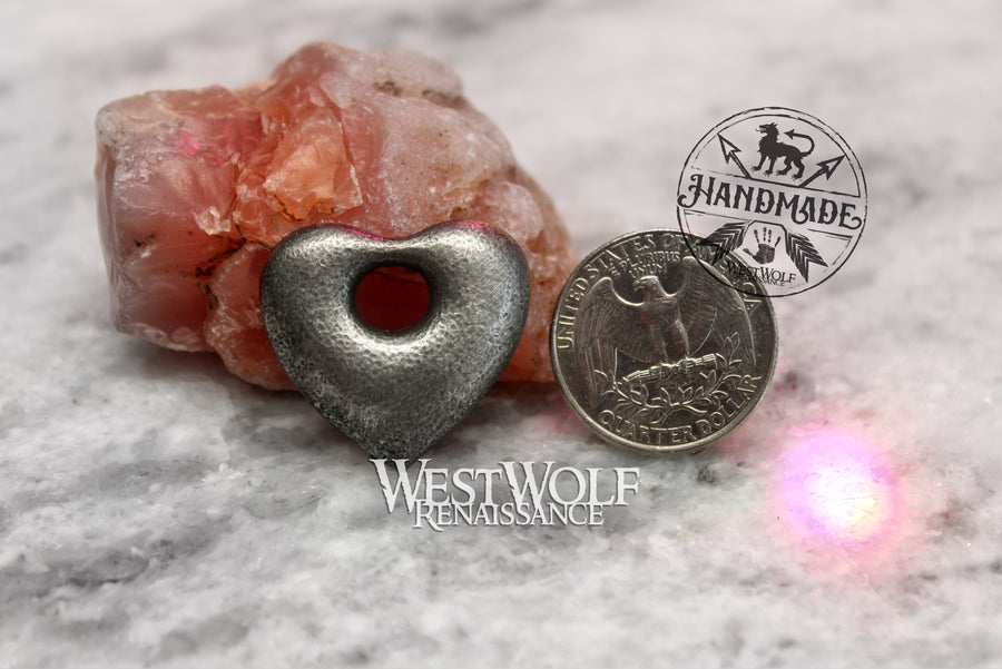 Celtic Menhir Heart-Shaped Pendant - Stone Finish Amulet - Made of Pewter