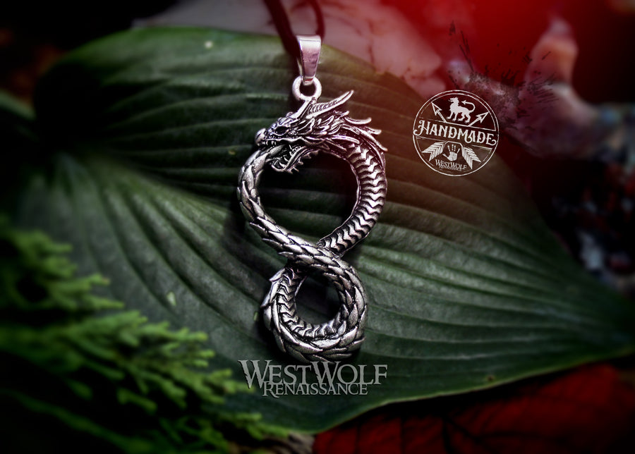 Dragon Infinity Knot Pendant -- Based on the Ouroboros and Viking Jormungandr Mythology