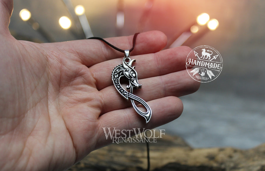 Dragon Infinity Knot Pendant - Viking or Celtic Art