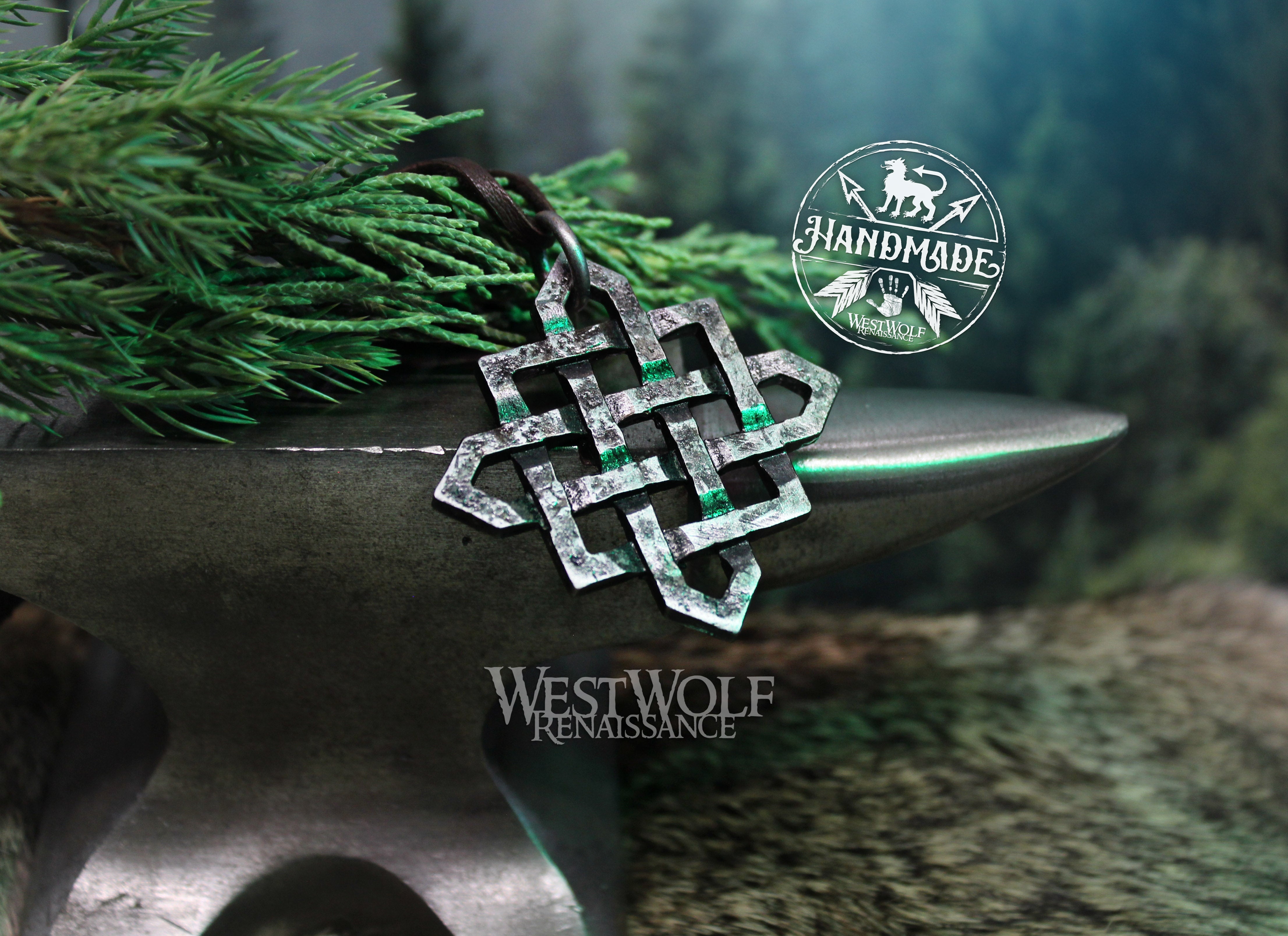 Hand-Forged Steel Celtic Star Knot Pendant --- Blacksmith Made Hand-Forged Steel Celtic Star Knot Pendant --- Blacksmith Made