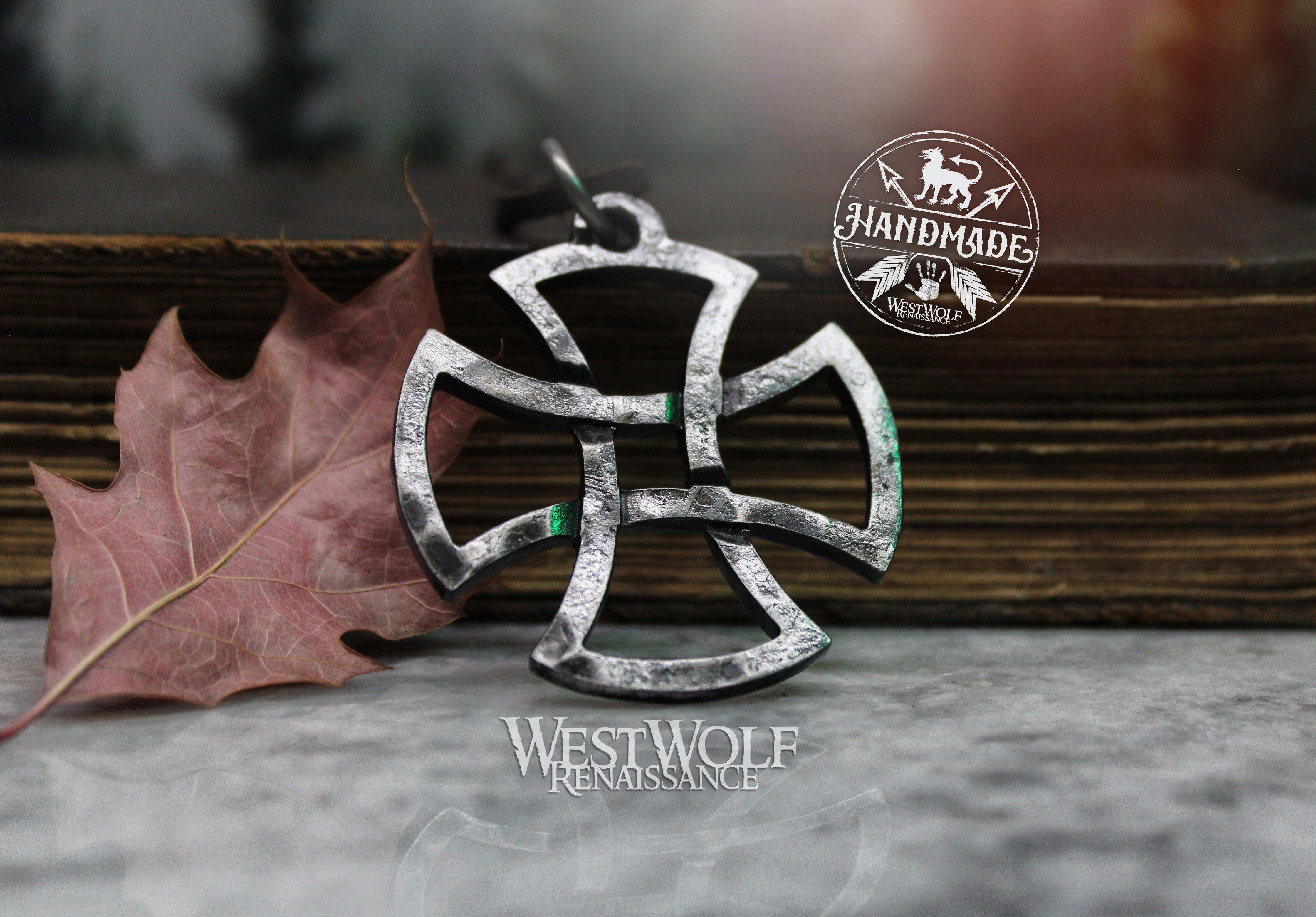 Hand-Forged Steel Gothic Cross Knot Pendant - Blacksmith Made