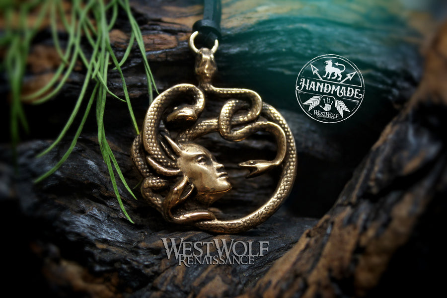 Medusa Pendant in Solid Bronze or 925 Sterling Silver