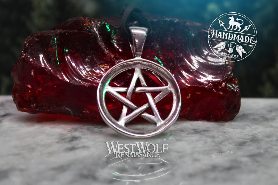 Pentagram or Pentacle Magic Star Symbol Pendant - Your Choice of Silver or Gold Stainless Steel