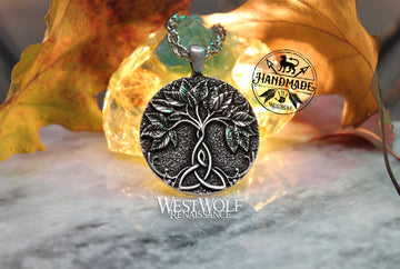 Triquetra Tree of Life Pendant with Stainless Steel Chain