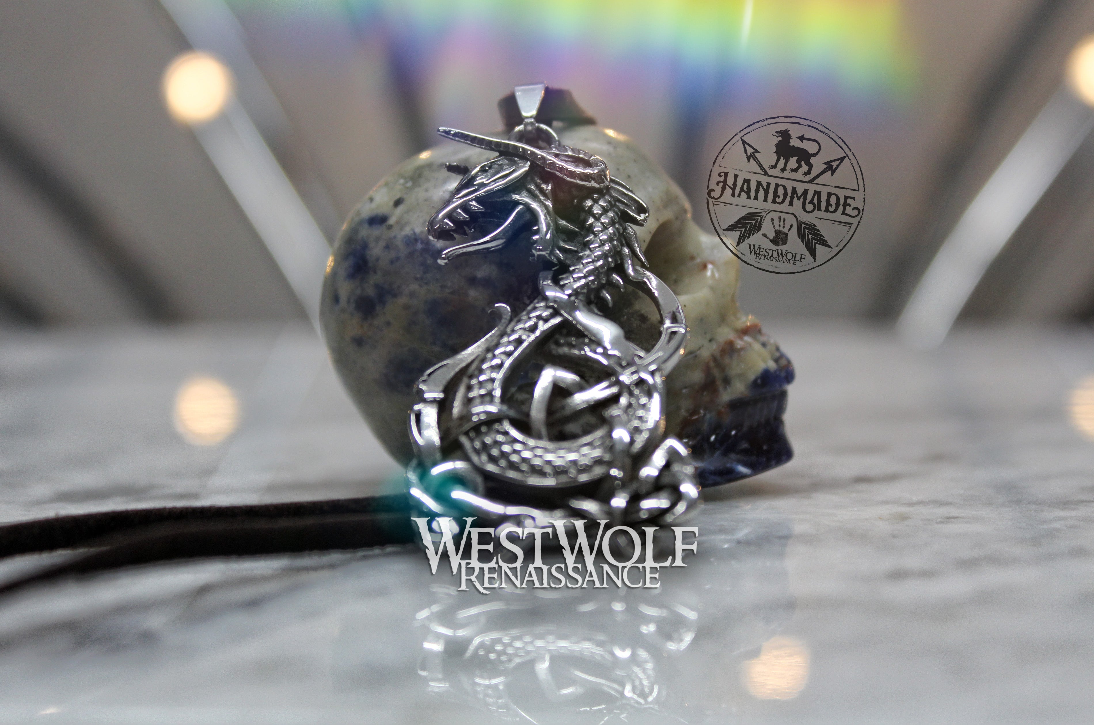 Collier Viking Dragon Serpent De Midgard En Métal Argenté Avec Cordon Noir - Modèle FS13514