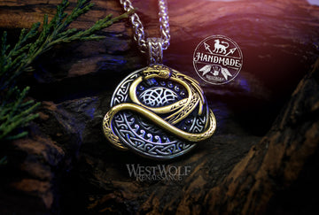 Viking Jormungandr the World Serpent Pendant with Stainless Steel Chain