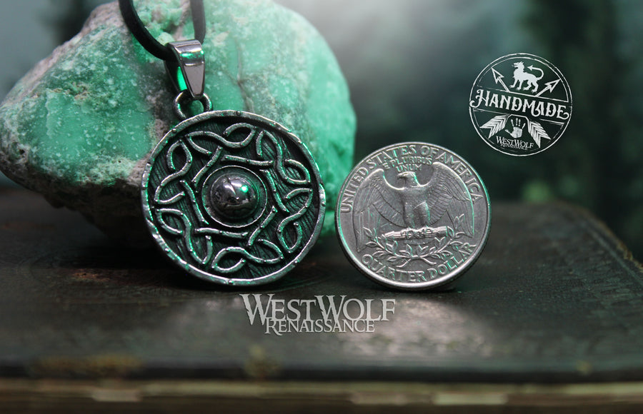 Viking Shield Pendant with Knot Design