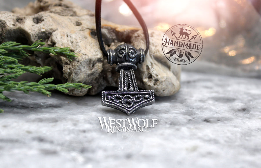 Small Viking Thor's Hammer Mjolnir Pendant - Double-Sided Historic Design