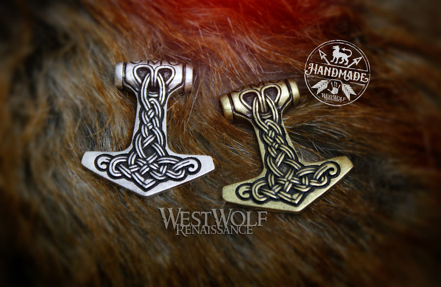 Viking Thor's Hammer Mjolnir Pendant with Knot Design