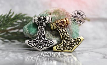 Viking Thor's Hammer Mjolnir Pendant with Knot Design