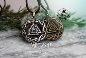 Viking Valknut Pendant Hand-Carved from Walnut - Your Choice of Finish
