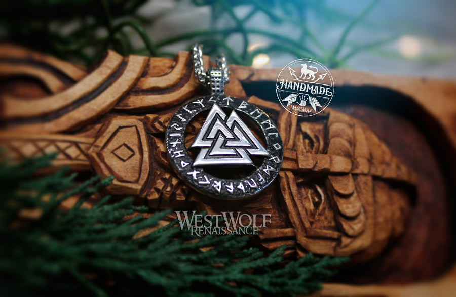 Viking Valknut Rune Pendant with 24 Inch Chain - Stainless Steel – West ...
