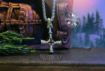Viking Wolf Cross Pendant with Stainless Steel Chain
