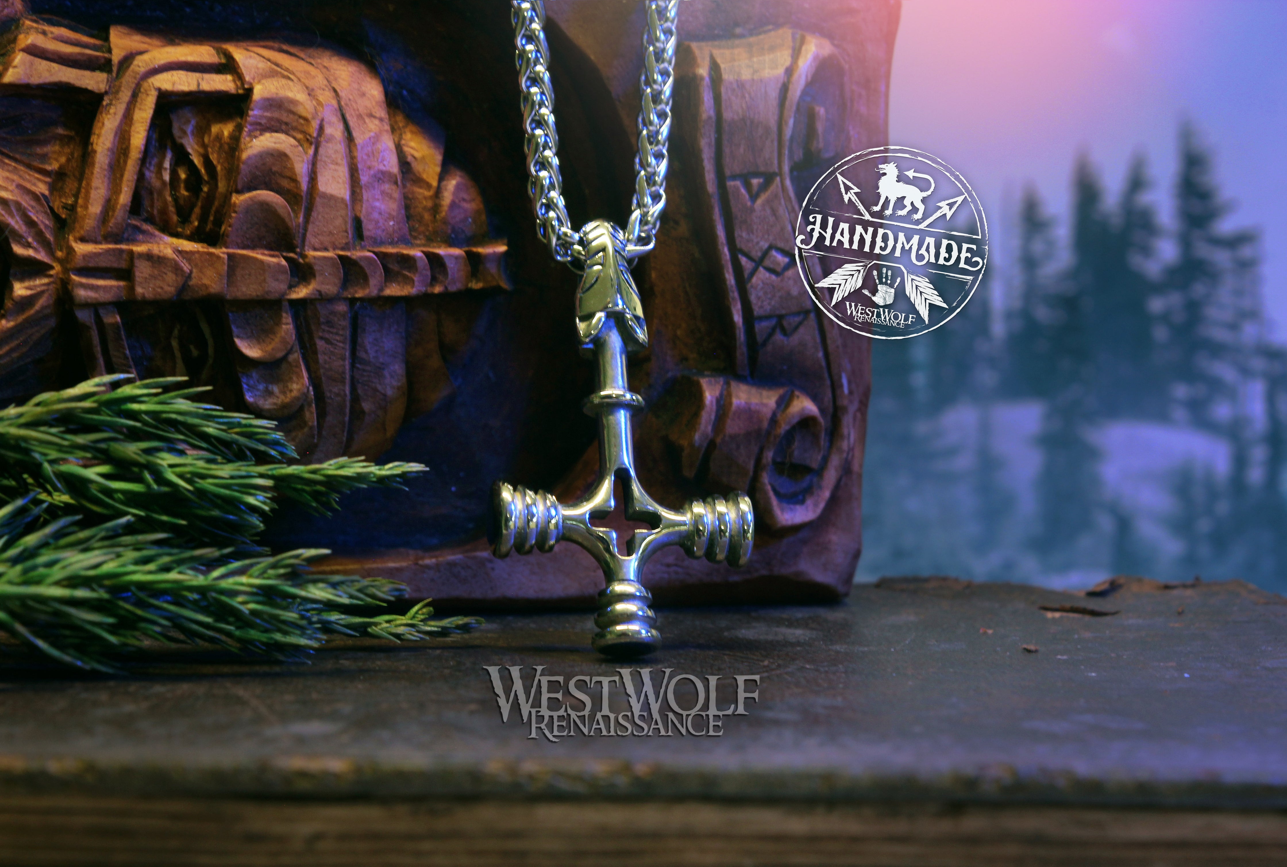 Viking Wolf Cross Pendant with Stainless Steel Chain – West Wolf