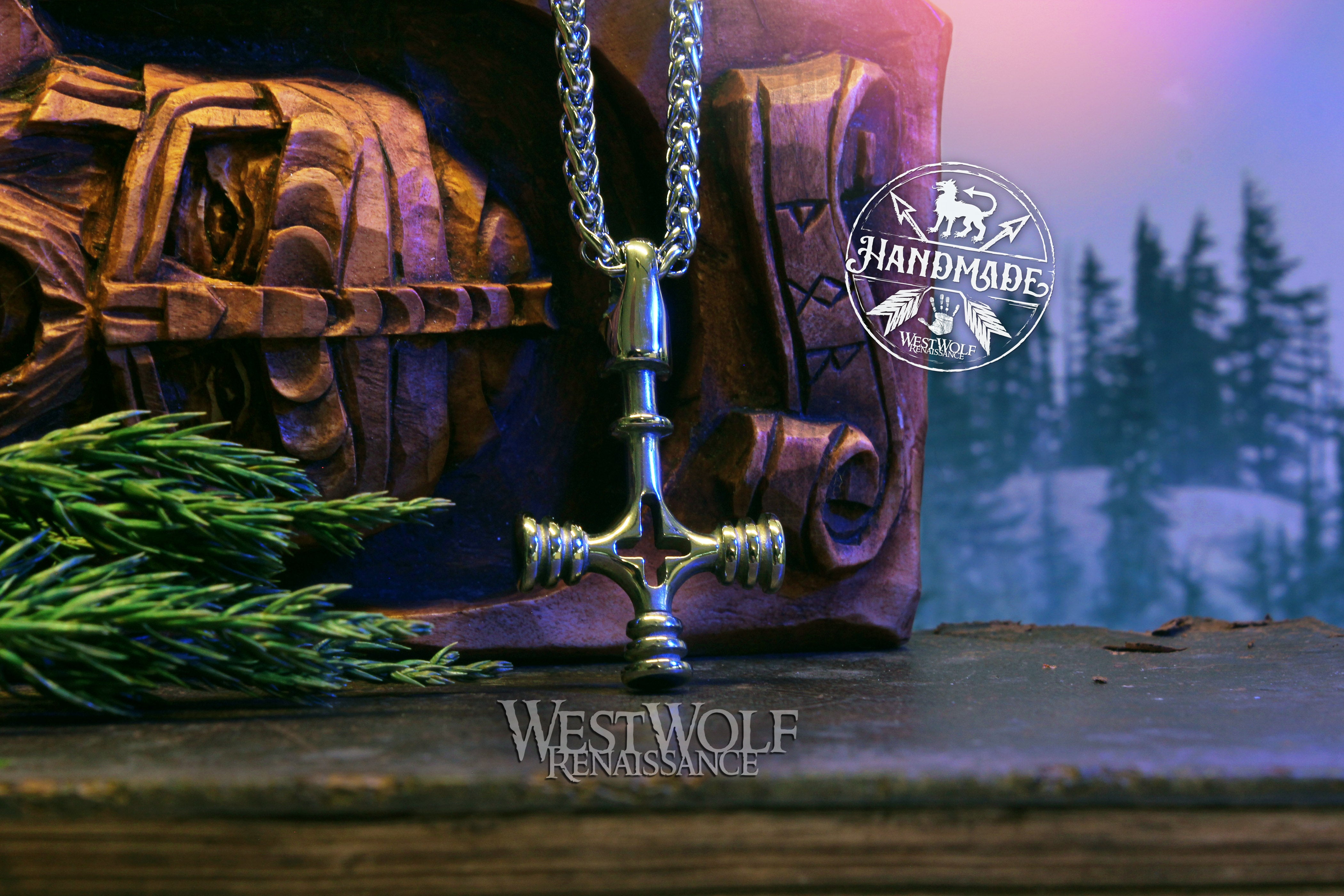 Viking Wolf Cross Pendant with Stainless Steel Chain – West Wolf