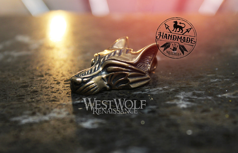 Viking Wolf Head Pendant - Made of Fine Bronze