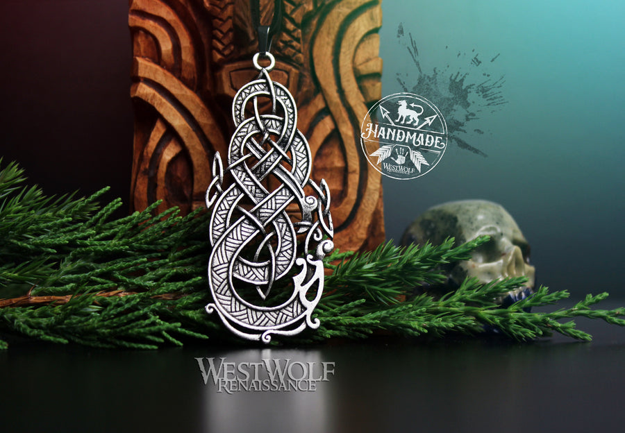 Dragon Knot Pendant - Viking or Celtic Art