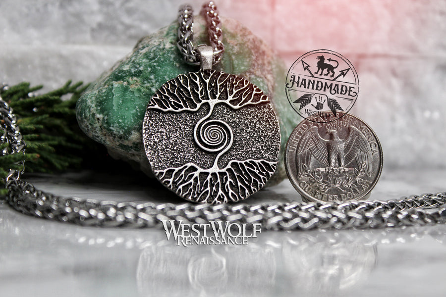 Tree of Life Spiral Pendant with Stainless Steel Chain