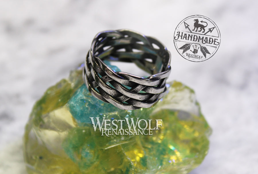 Viking Basketweave Ring - US Sizes 7-13 OR Bead for Hair and Beards