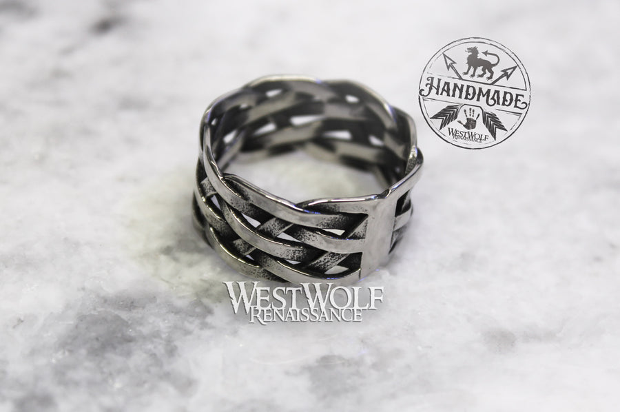Viking Basketweave Ring - US Sizes 7-13 OR Bead for Hair and Beards