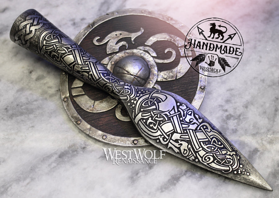 Hand-Forged Steel Norse Spear Head - Gungnir, the Spear of Odin - Blacksmith Made