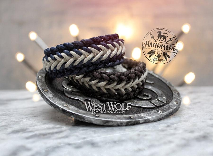 Viking Braided Cotton Bracelet - Adjustable Size - Your Choice of Color
