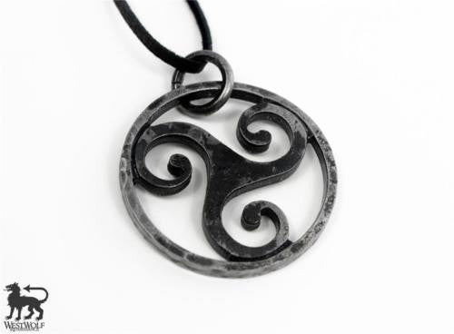 Hand-Forged Celtic Steel Triskelion Pendant