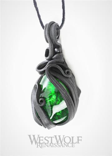 Sculpted Leather Green Stone 