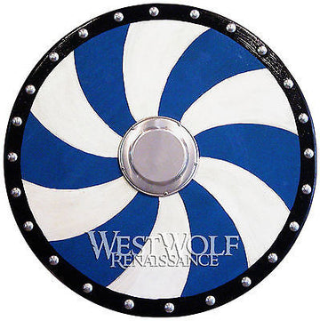 Round Viking Spiral Shield - Blue & White